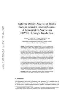 Network Density Analysis of Health Seeking Behavior in Metro Manila: A Retrospective Analysis on COVID-19 Google Trends Data