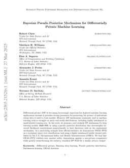 Bayesian Pseudo Posterior Mechanism for Differentially Private Machine Learning