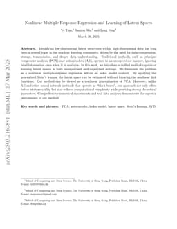 Nonlinear Multiple Response Regression and Learning of Latent Spaces
