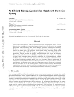 An Efficient Training Algorithm for Models with Block-wise Sparsity