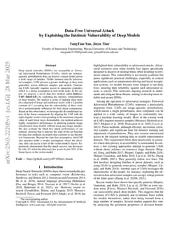 Data-Free Universal Attack by Exploiting the Intrinsic Vulnerability of Deep Models