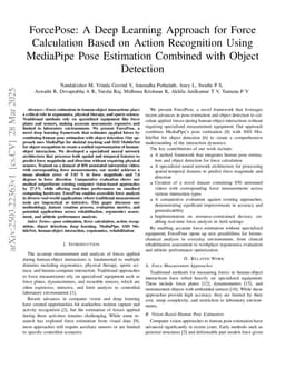 ForcePose: A Deep Learning Approach for Force Calculation Based on Action Recognition Using MediaPipe Pose Estimation Combined with Object Detection