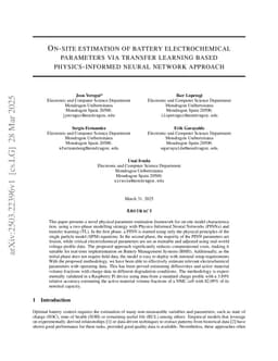 On-site estimation of battery electrochemical parameters via transfer learning based physics-informed neural network approach