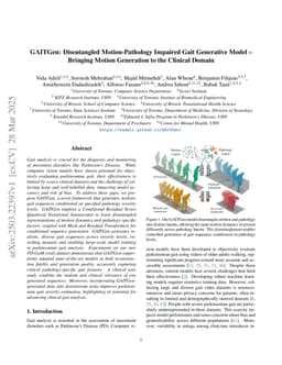 GAITGen: Disentangled Motion-Pathology Impaired Gait Generative Model -- Bringing Motion Generation to the Clinical Domain