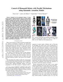 Control of Humanoid Robots with Parallel Mechanisms using Kinematic Actuation Models