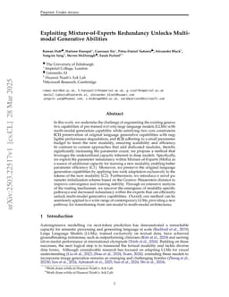 Exploiting Mixture-of-Experts Redundancy Unlocks Multimodal Generative Abilities