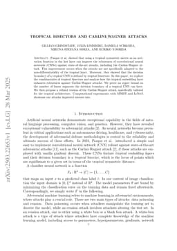 Tropical Bisectors and Carlini-Wagner Attacks