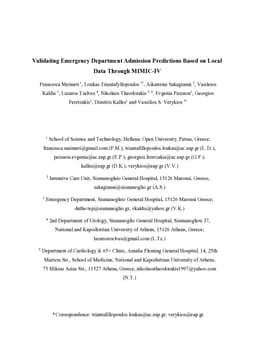 Validating Emergency Department Admission Predictions Based on Local Data Through MIMIC-IV