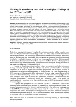 Training in translation tools and technologies: Findings of the EMT survey 2023