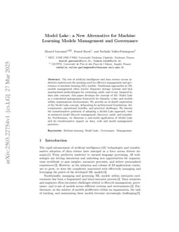 Model Lake: a New Alternative for Machine Learning Models Management and Governance