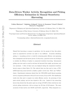 Data-Driven Worker Activity Recognition and Efficiency Estimation in Manual Fruit Harvesting