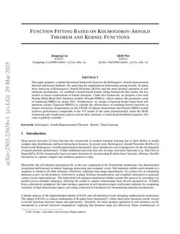 Function Fitting Based on Kolmogorov-Arnold Theorem and Kernel Functions