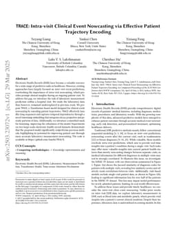 TRACE: Intra-visit Clinical Event Nowcasting via Effective Patient Trajectory Encoding