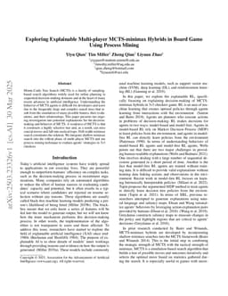 Exploring Explainable Multi-player MCTS-minimax Hybrids in Board Game Using Process Mining