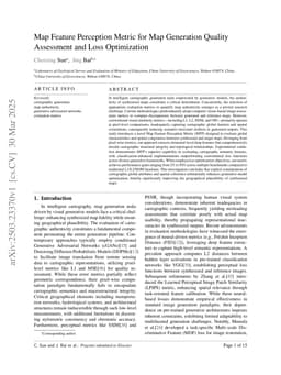 Map Feature Perception Metric for Map Generation Quality Assessment and Loss Optimization