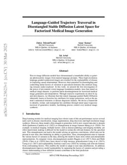 Language-Guided Trajectory Traversal in Disentangled Stable Diffusion Latent Space for Factorized Medical Image Generation