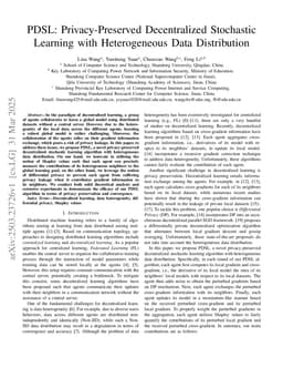 PDSL: Privacy-Preserved Decentralized Stochastic Learning with Heterogeneous Data Distribution