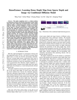 DenseFormer: Learning Dense Depth Map from Sparse Depth and Image via Conditional Diffusion Model