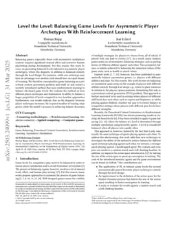 Level the Level: Balancing Game Levels for Asymmetric Player Archetypes With Reinforcement Learning