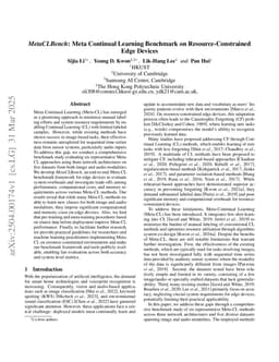 MetaCLBench: Meta Continual Learning Benchmark on Resource-Constrained Edge Devices