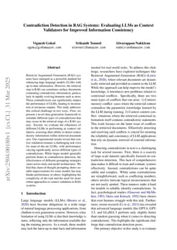 Contradiction Detection in RAG Systems: Evaluating LLMs as Context Validators for Improved Information Consistency