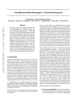 Can Diffusion Models Disentangle? A Theoretical Perspective