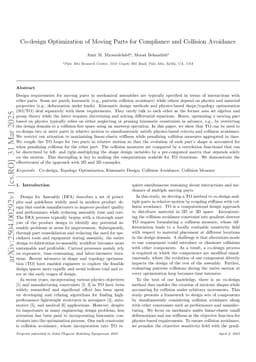 Co-design Optimization of Moving Parts for Compliance and Collision Avoidance
