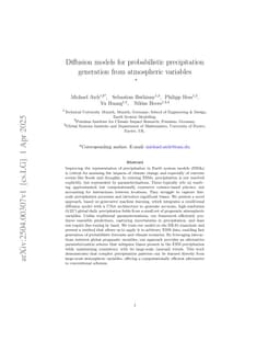 Diffusion models for probabilistic precipitation generation from atmospheric variables