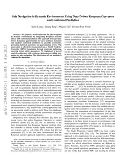 Safe Navigation in Dynamic Environments Using Data-Driven Koopman Operators and Conformal Prediction
