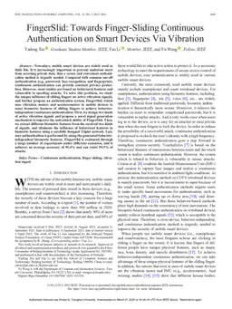 FingerSlid: Towards Finger-Sliding Continuous Authentication on Smart Devices Via Vibration