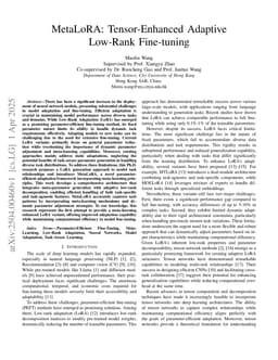 MetaLoRA: Tensor-Enhanced Adaptive Low-Rank Fine-tuning