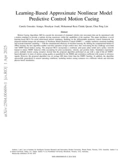 Learning-Based Approximate Nonlinear Model Predictive Control Motion Cueing