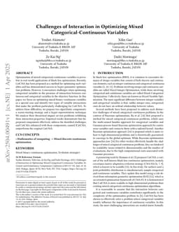 Challenges of Interaction in Optimizing Mixed Categorical-Continuous Variables
