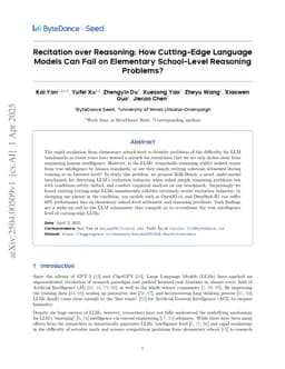 Recitation over Reasoning: How Cutting-Edge Language Models Can Fail on Elementary School-Level Reasoning Problems?