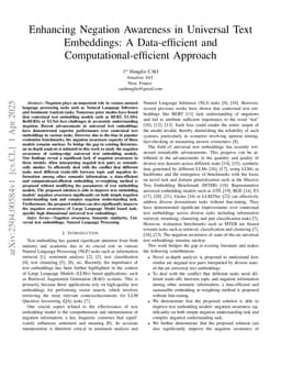 Enhancing Negation Awareness in Universal Text Embeddings: A Data-efficient and Computational-efficient Approach