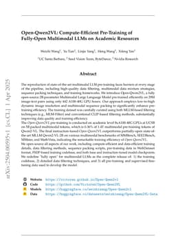 Open-Qwen2VL: Compute-Efficient Pre-Training of Fully-Open Multimodal LLMs on Academic Resources