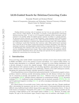 LLM-Guided Search for Deletion-Correcting Codes