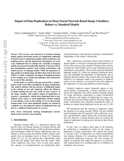 Impact of Data Duplication on Deep Neural Network-Based Image Classifiers: Robust vs. Standard Models