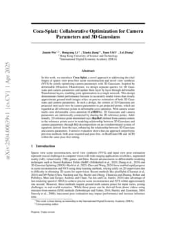 Coca-Splat: Collaborative Optimization for Camera Parameters and 3D Gaussians