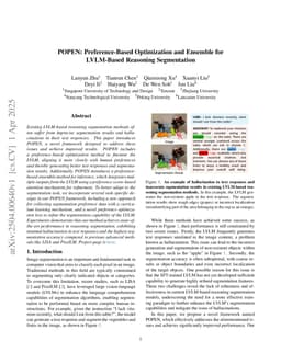 POPEN: Preference-Based Optimization and Ensemble for LVLM-Based Reasoning Segmentation