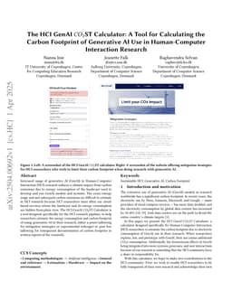 The HCI GenAI CO2ST Calculator: A Tool for Calculating the Carbon Footprint of Generative AI Use in Human-Computer Interaction Research