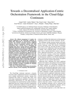 Towards a Decentralised Application-Centric Orchestration Framework in the Cloud-Edge Continuum