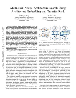 Multi-Task Neural Architecture Search Using Architecture Embedding and Transfer Rank