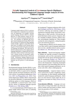 Digitally Supported Analysis of Spontaneous Speech (DigiSpon): Benchmarking NLP-Supported Language Sample Analysis of Swiss Children's Speech