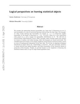 Logical perspectives on learning statistical objects