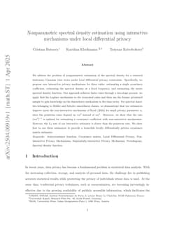 Nonparametric spectral density estimation using interactive mechanisms under local differential privacy