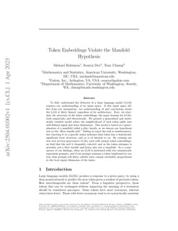 Token embeddings violate the manifold hypothesis