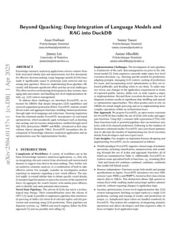 Beyond Quacking: Deep Integration of Language Models and RAG into DuckDB