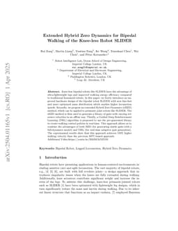 Extended Hybrid Zero Dynamics for Bipedal Walking of the Knee-less Robot SLIDER