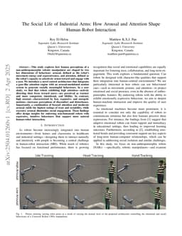 The Social Life of Industrial Arms: How Arousal and Attention Shape Human-Robot Interaction